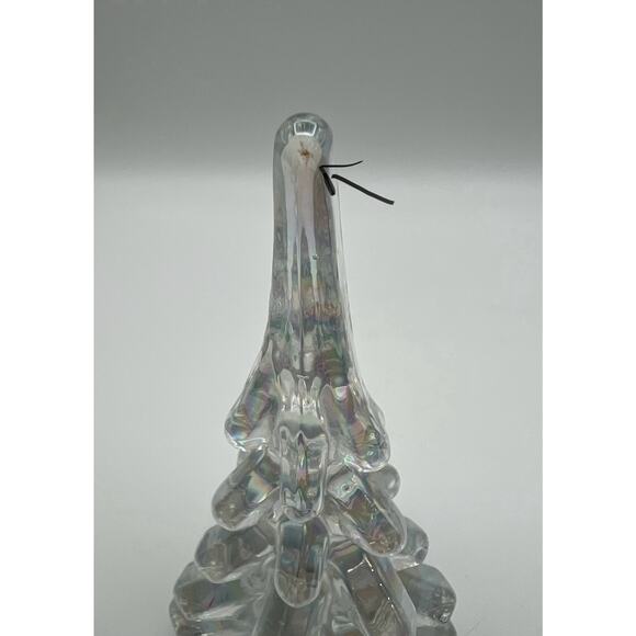 Silvestri Iridescent Art Glass Pine Tree Figurine Christmas Decor Vintage Pair - Picture 7 of 7